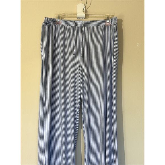 Primark Blue/White Stripe Casual Wide Leg Lounge Travel Resort Pants Womens Med - Picture 2 of 8